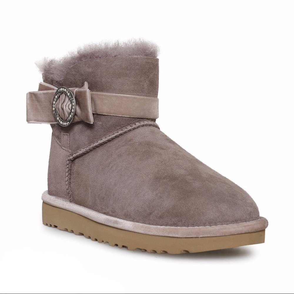 UGG Karlie Brooch Crystal Bling Bootie in Stormy Grey